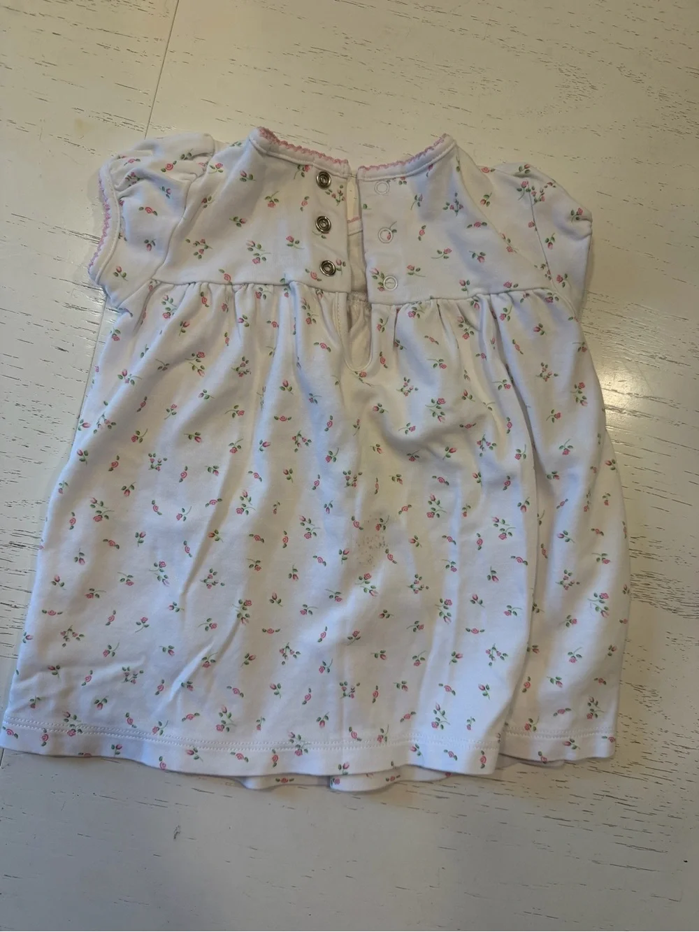 Kissy Kissy White 2Piece Set with Pink Floral Rose Print, 6-9MO